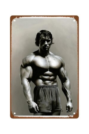 Famous Celebrity Muscular man Metal Wall Tin Sign wall art Vintage Bodybuilder Poster room decor Man Cave Decor Retro Gift Vintage Decorations 8"x12"