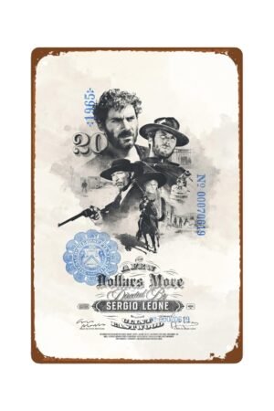 For A Few Dollars More Films Metal Wall Tin Sign Classic Action Movie Man Cave Decor Retro Gift Vintage Action Fighting Film Art Deco Decorations 8"x12"