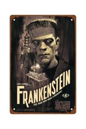 Frankenstein Movie Metal Wall Tin Sign Action Movies Poster Man Cave Decor Retro Gift Vintage Decorations 8"x12"