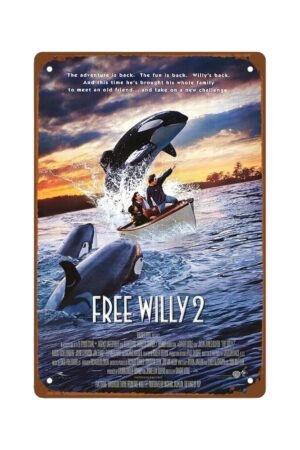 Free Willy：The Rescue Movie Metal Wall Tin Sign Posters For Room Aesthetic Retro Gift Man Cave Decor Vintage Decorations 8"x12"