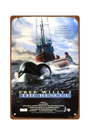 Free Willy The Rescue Movie Metal Wall Tin Sign Posters For Room Aesthetic Retro Gift Man Cave Decor Vintage Decorations 8"x12"