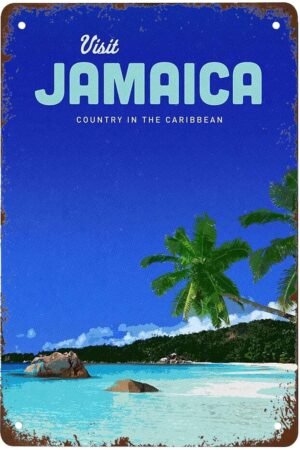 Funny Visit Jamaica Signs Wall Decor Vintage Metal Tin Sign Art Poster Fun Office Garage Man Cave Cafe Bathroom Kitchen Sign Wall Decoration Gift 8x12 Inch