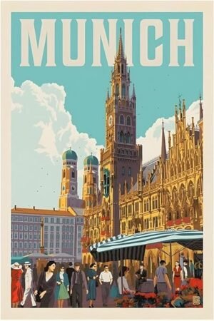 Germany - Munich - Vintage Travel Poster (12x18Inches)