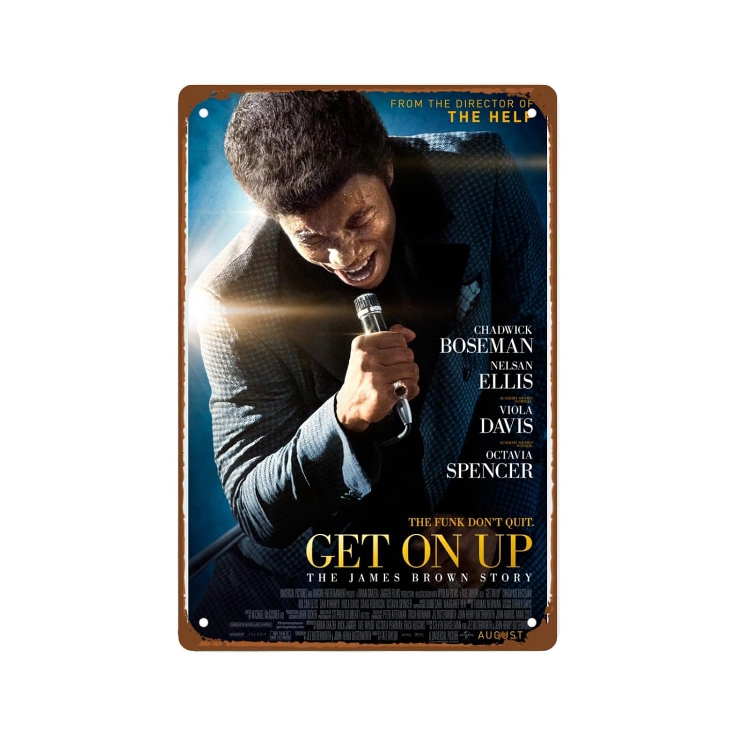 Get On Up Movie Man Cave Decor The Funk Don't Quit Metal Wall Tin Sign Retro Gift Vintage Decorations 8"x12"