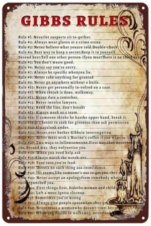 GIBBS RULES Metal Tin Signs Retro Poster Cafe Bar Living Room Bathroom Kitchen Home Art Wall Decoration Plaque Gift 8 X 12