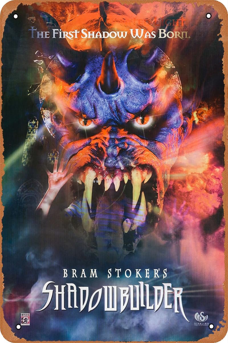 GYMBED Vintage Movie Tin Sign,Bram Stoker's Shadow Builder Poster Vintage Metal Sign Retro Wall Decor 12x8 Inches