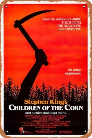 GYMBED Vintage Movie Tin Sign,Children of the Corn Poster Vintage Metal Sign Retro Wall Decor 12x8 Inches