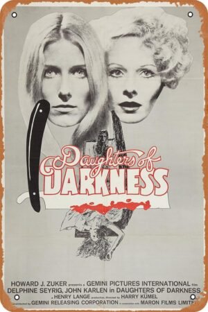 GYMBED Vintage Movie Tin Sign,Daughters of Darkness Poster Vintage Metal Sign Retro Wall Decor 12x8 Inches