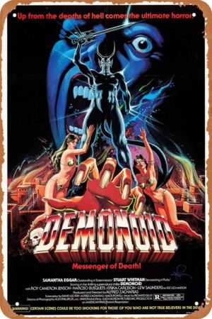 GYMBED Vintage Movie Tin Sign,Demonoid Messenger of Death Poster Vintage Metal Sign Retro Wall Decor 12x8 Inches