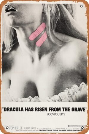 GYMBED Vintage Movie Tin Sign,Dracula Has Risen from the Grave Poster Vintage Metal Sign Retro Wall Decor 12x8 Inches