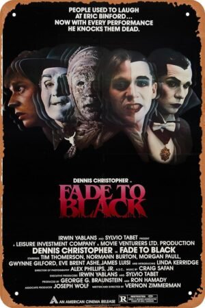 GYMBED Vintage Movie Tin Sign,Fade to Black 1980 Poster Vintage Metal Sign Retro Wall Decor 12x8 Inches