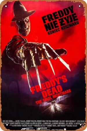GYMBED Vintage Movie Tin Sign,Freddy's Dead The Final Nightmare Poster Vintage Metal Sign Retro Wall Decor 12x8 Inches
