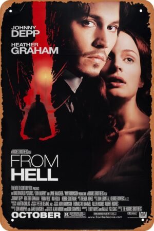 GYMBED Vintage Movie Tin Sign,From Hell Poster Vintage Metal Sign Retro Wall Decor 12x8 Inches