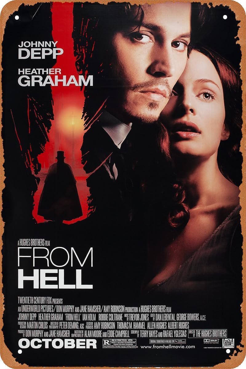 GYMBED Vintage Movie Tin Sign,From Hell Poster Vintage Metal Sign Retro Wall Decor 12x8 Inches
