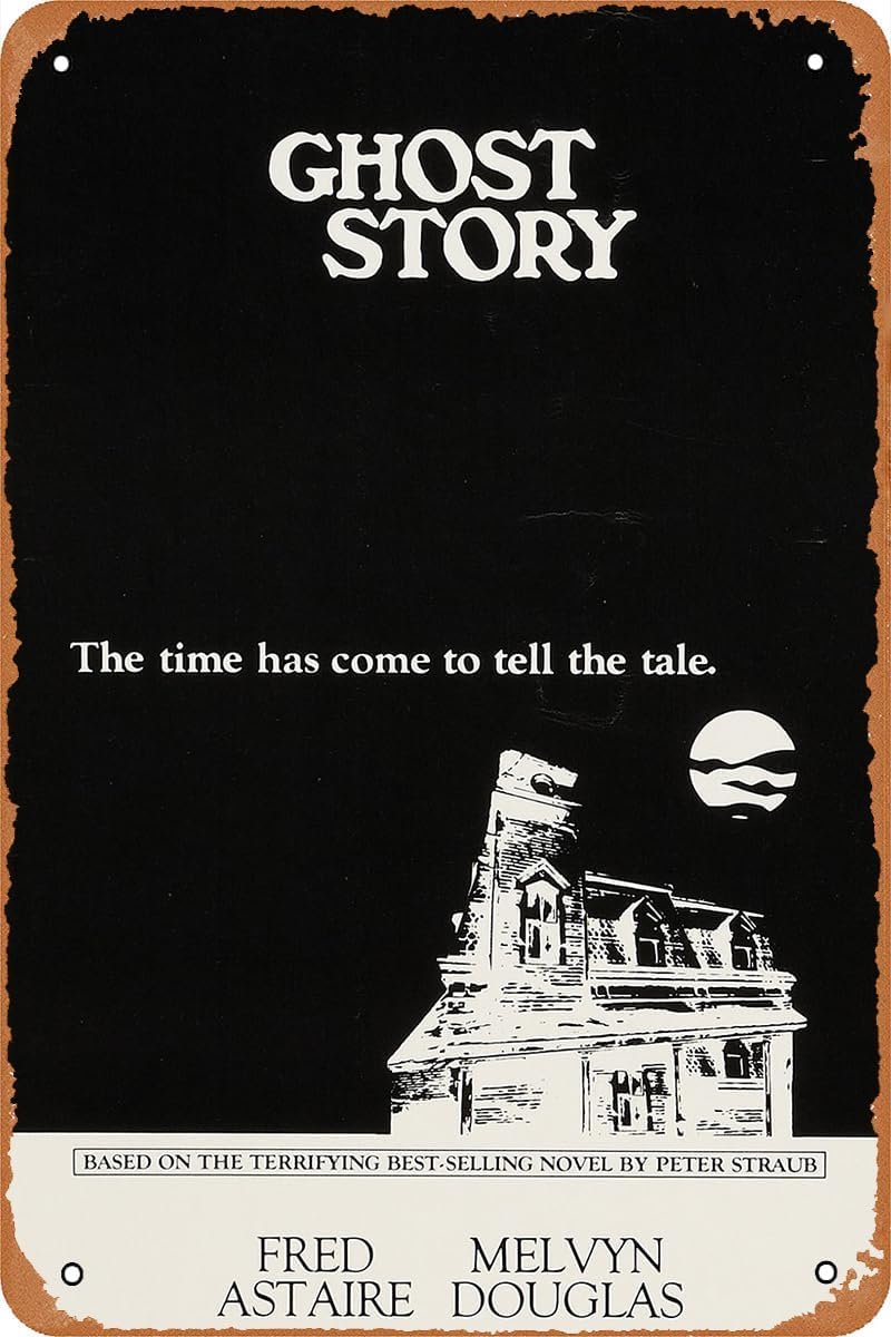 GYMBED Vintage Movie Tin Sign,Ghost Story Poster Vintage Metal Sign Retro Wall Decor 12x8 Inches