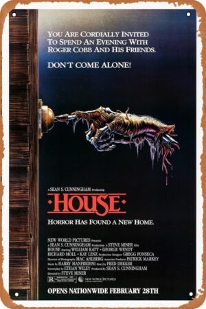 GYMBED Vintage Movie Tin Sign,House 1985 Poster Vintage Metal Sign Retro Wall Decor 12x8 Inches