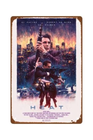Heat 1995 Movie Metal Wall Tin Sign Action Drama Movie Retro Gift Man Cave Decor Vintage Vintage Classic Action Movie Decorations 8"x12"
