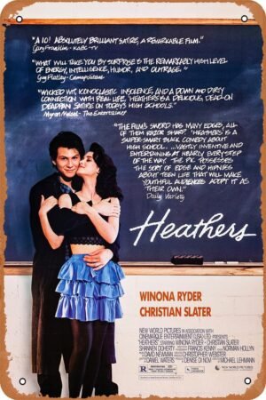 Heathers 1988 Movie Poster Movie Metal Tin Sign Retro Vintage Wall Art Decor Gifts for Man Women 8x12 inches