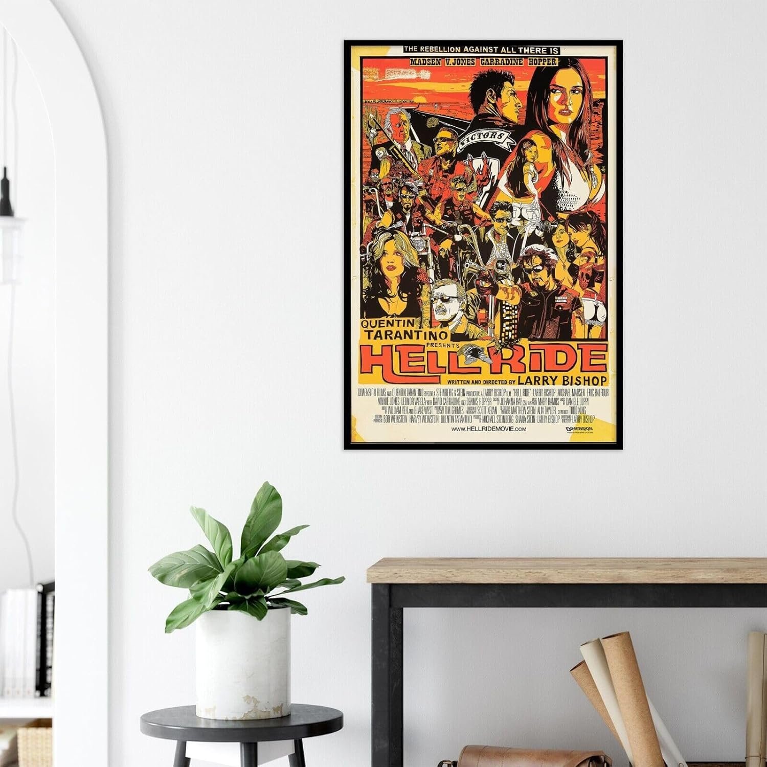 Hell Ride - Produced by Quentin Tarantino - US Version - Movie Poster, Wall Art-24 x 36 Inches (Black - Framed)