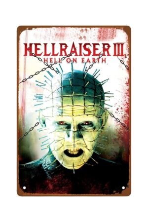 Hellraiser III - Hell On Earth 1992 Movies Metal Wall Tin Sign Horror Thriller Movies Man Cave Decor Retro Gift Vintage Retro Action Movie Classic Decorations 8"x12"