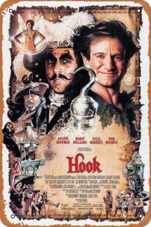 Hook 1991 Movie Poster Movie Metal Tin Sign Retro Vintage Wall Art Decor Gifts for Man Women 8x12 inches