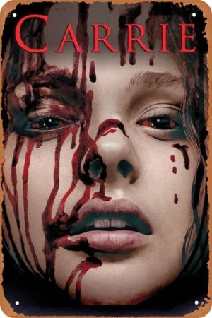 Horror movie poster,Carrie Poster Metal Sign Vintage Tin Sign Bar Office Home Wall Decor 8X12 inch