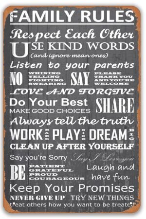 House Rules Vintage Metal Tin Signs - Gibbs Rules Poster Wall Decor Door Plaque Family Rustic Decoration For Bar Kitchen Home Bathroom Garage Man Cave Shop Funny Retro Wall Art...