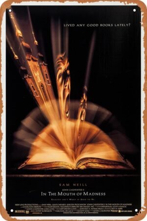 In the Mouth of Madness Horror Movie Poster Tin Sign Vintage Metal Sign Retro Wall Decor 12x8 Inches