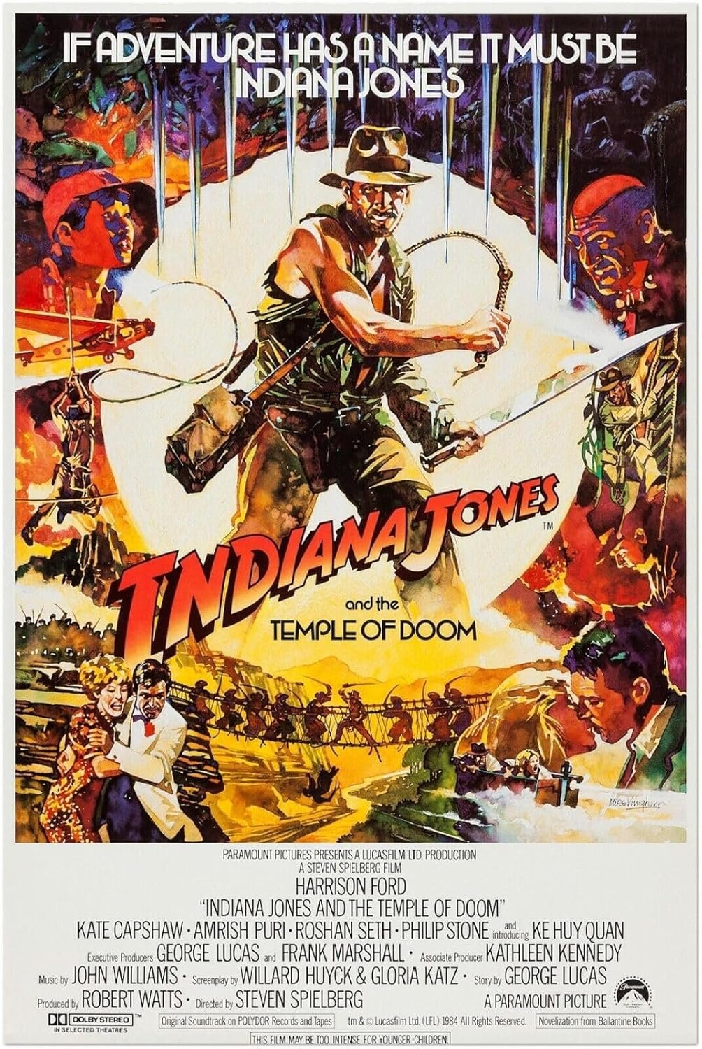 Indiana Jones and Temple of Doom - Movie Poster - US Version #2-24 x 36 Inches
