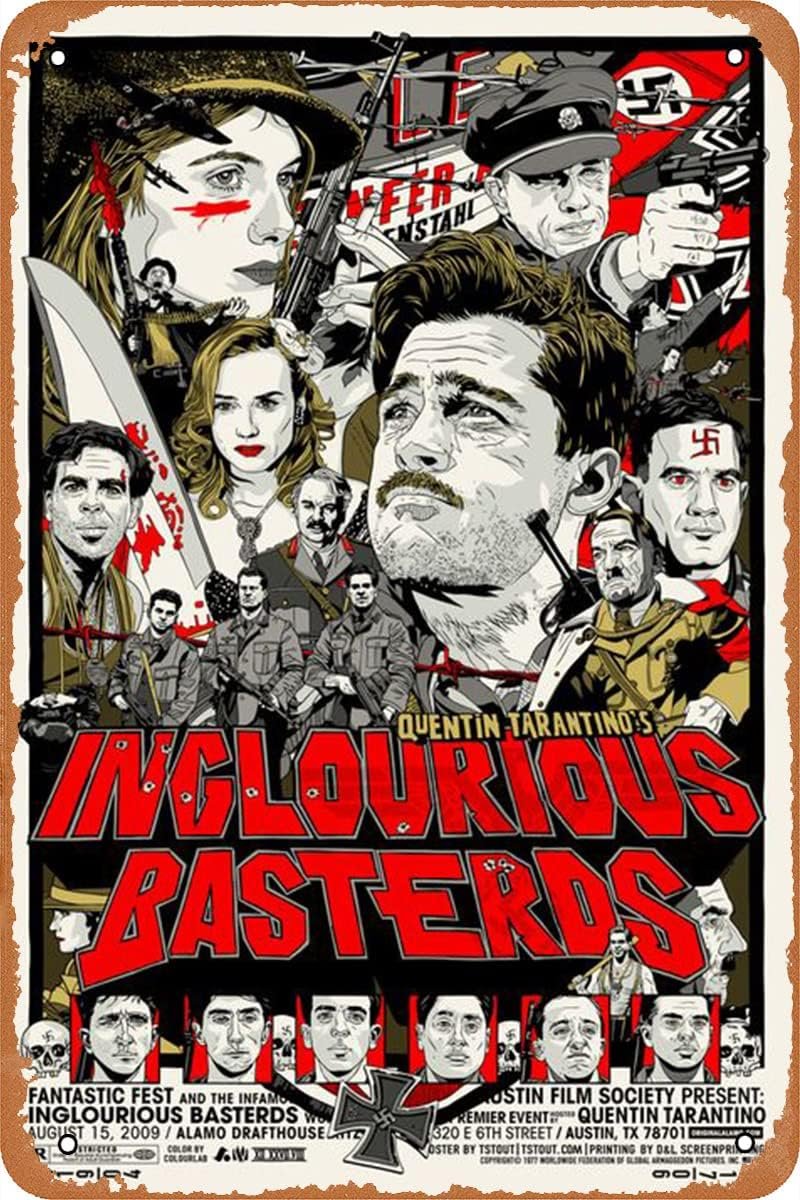 Inglourious Basterds Movie Poster Movie Metal Tin Sign Retro Vintage Wall Art Decor Gifts for Man Women 8x12 inches