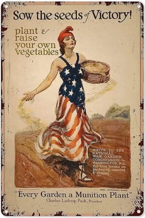 Inspirational Sign Garden Decor Sow The Seeds of Victory Plant Raise Your Own Vegetable Tin Sign Wall Poster Decor Funny Retro Bar Coffee Pub Gift Wall Decor Sign 8x12 Inch