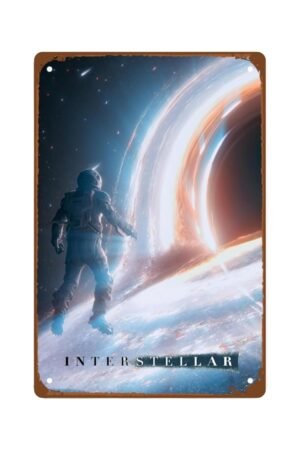 Interstellar Movie Metal Wall Tin Sign Space Technology Movies Man Cave Decor Retro Gift Vintage Space Robot Spacecraft Movie Decorations 8"x12"