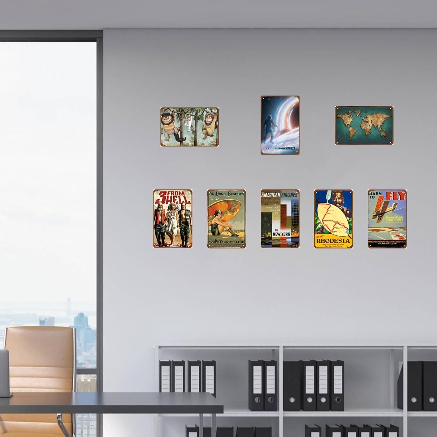 Interstellar Movie Metal Wall Tin Sign Space Technology Movies Man Cave Decor Retro Gift Vintage Space Robot Spacecraft Movie Decorations 8"x12"