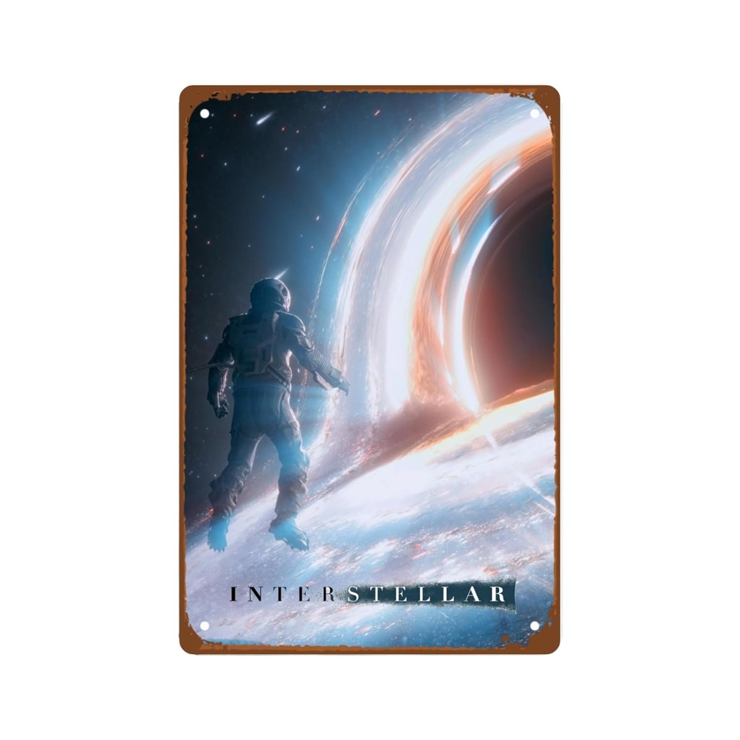 Interstellar Movie Metal Wall Tin Sign Space Technology Movies Man Cave Decor Retro Gift Vintage Space Robot Spacecraft Movie Decorations 8"x12"