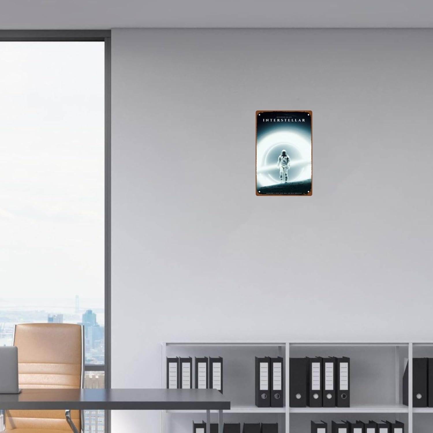 Interstellar Movie Metal Wall Tin Sign Space Technology Movies Mans Cave Decor Retro Gift Vintage Space Robot Spacecraft Movie Decorations 8"x12"