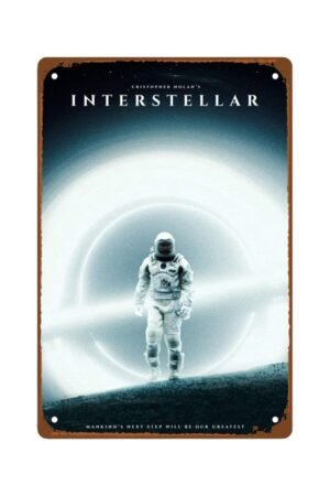 Interstellar Movie Metal Wall Tin Sign Space Technology Movies Mans Cave Decor Retro Gift Vintage Space Robot Spacecraft Movie Decorations 8"x12"