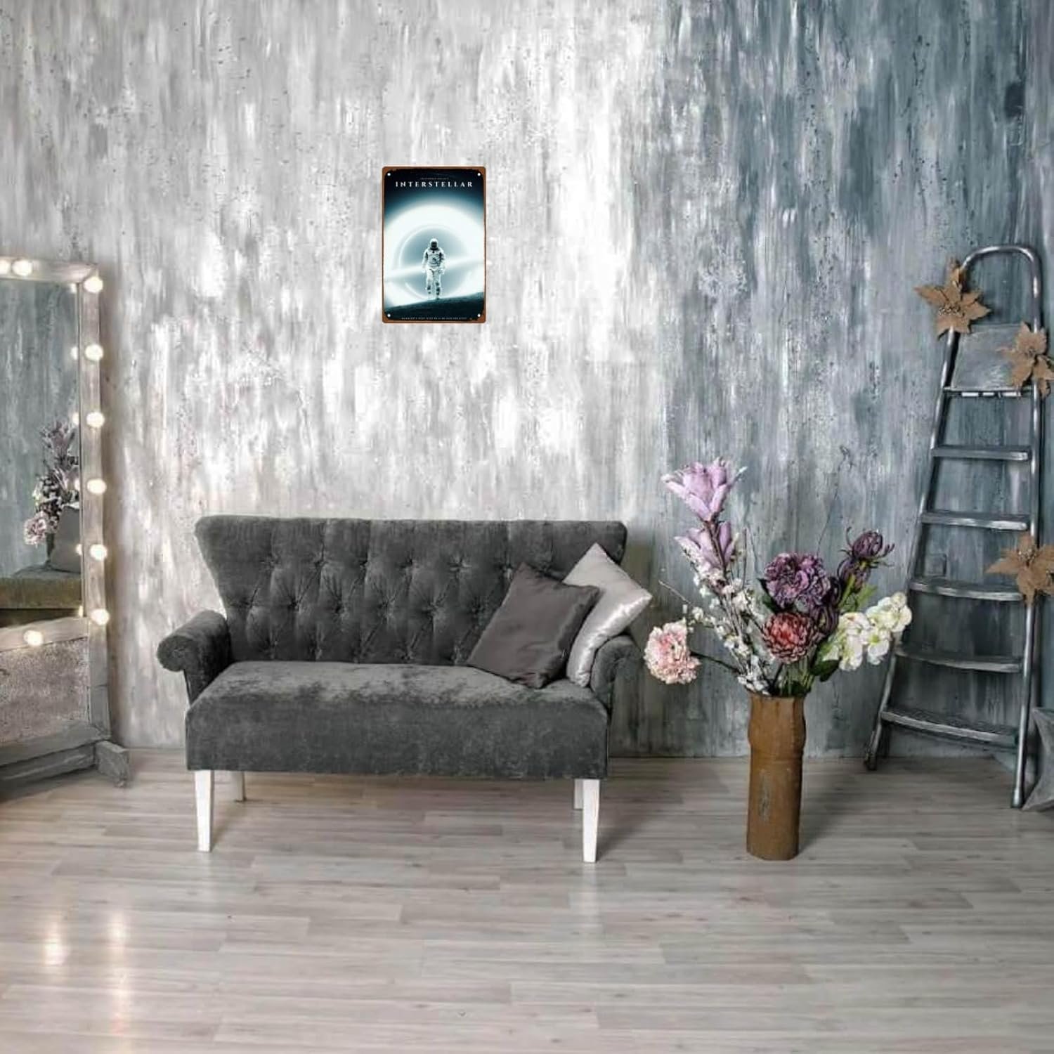 Interstellar Movie Metal Wall Tin Sign Space Technology Movies Mans Cave Decor Retro Gift Vintage Space Robot Spacecraft Movie Decorations 8"x12"