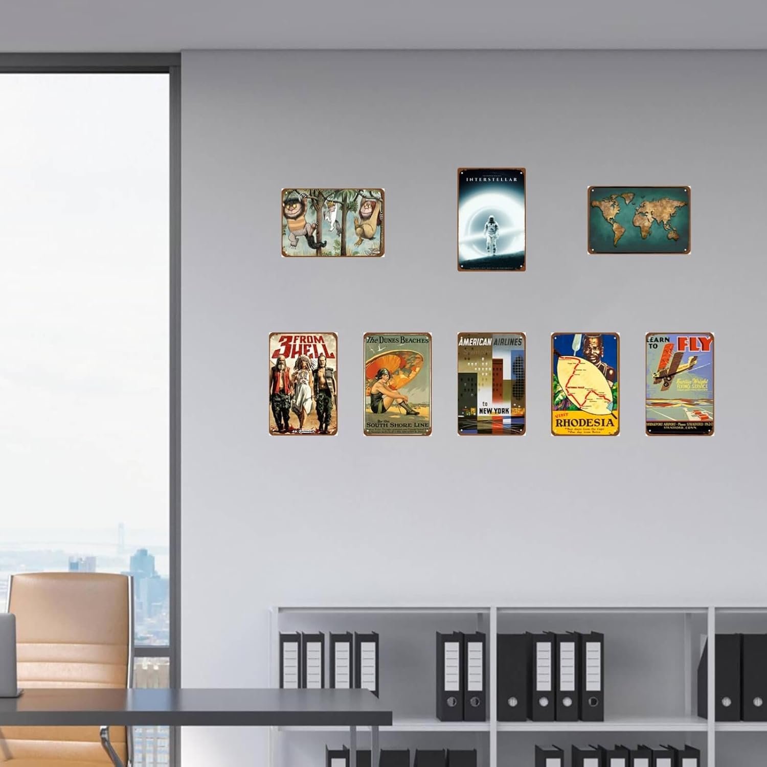 Interstellar Movie Metal Wall Tin Sign Space Technology Movies Mans Cave Decor Retro Gift Vintage Space Robot Spacecraft Movie Decorations 8"x12"