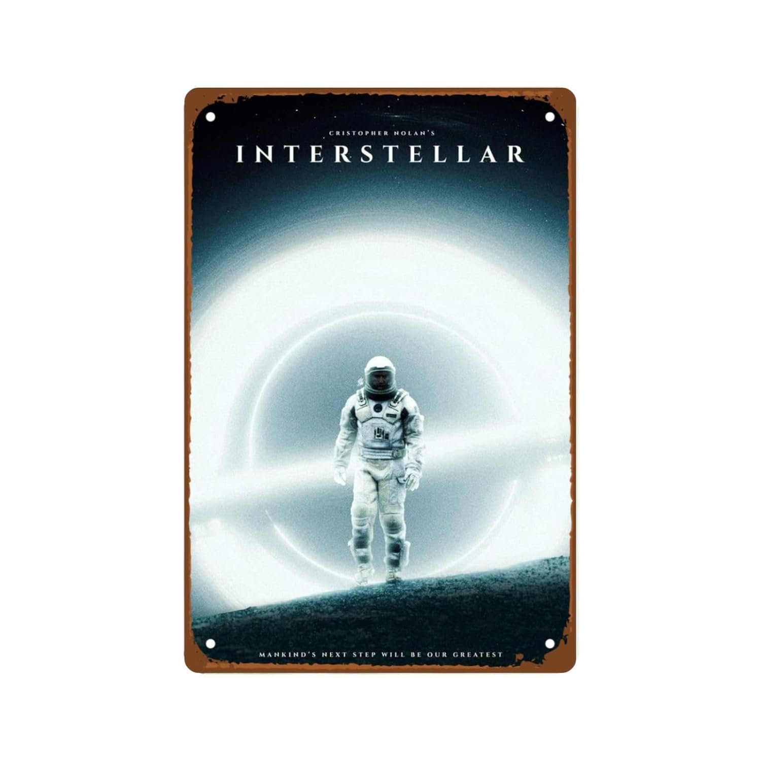 Interstellar Movie Metal Wall Tin Sign Space Technology Movies Mans Cave Decor Retro Gift Vintage Space Robot Spacecraft Movie Decorations 8"x12"