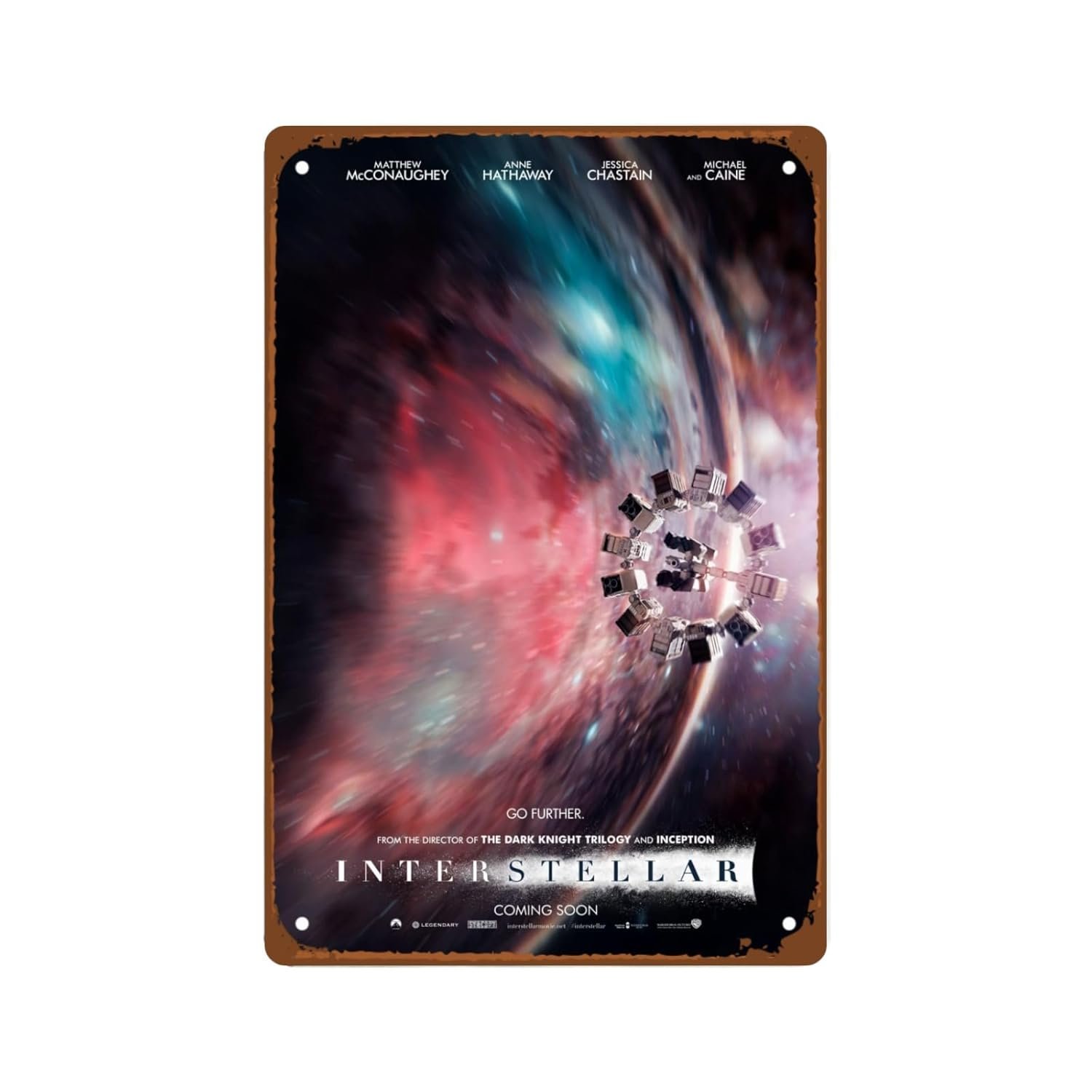 Interstellar Movie Metal Wall Tin Sign Spaces Technology Movies Retro Gift Mans Cave Decor Vintage Space Robot Spacecraft Movies Decorations 8"x12"