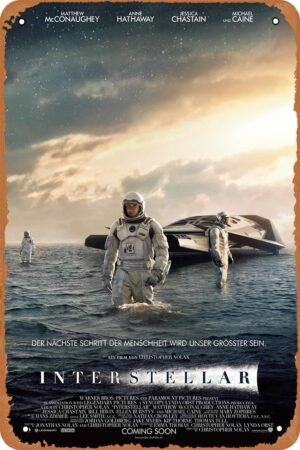 Interstellar-Movie Poster Movie Metal Tin Sign Retro Vintage Wall Art Decor Gifts for Man Women 8x12 inches