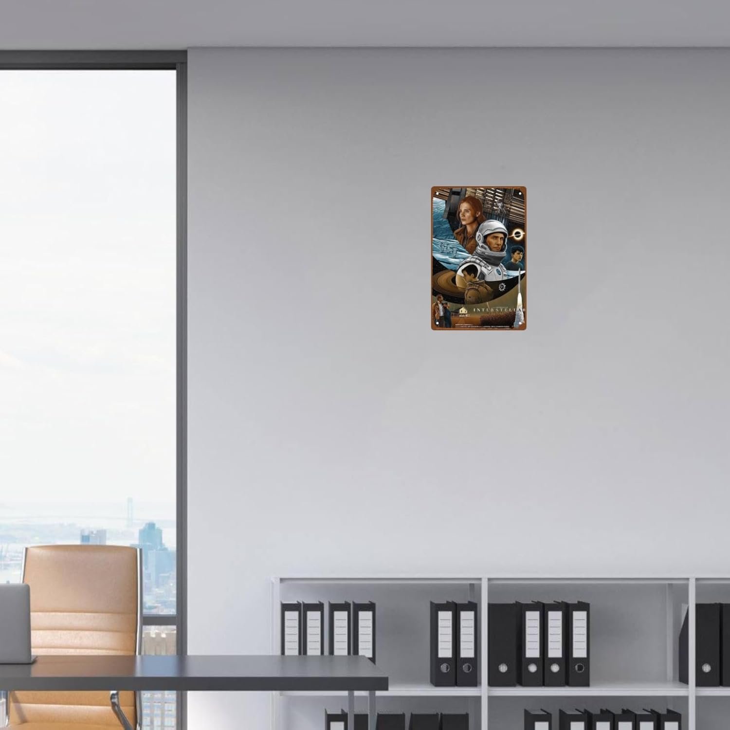 Interstellar Movie posters Metal Wall Tin Sign Space Technology Movies Retro Gift Man Cave Decor Vintage Space fims posters Robot Spacecraft Movie Decorations 8"x12"