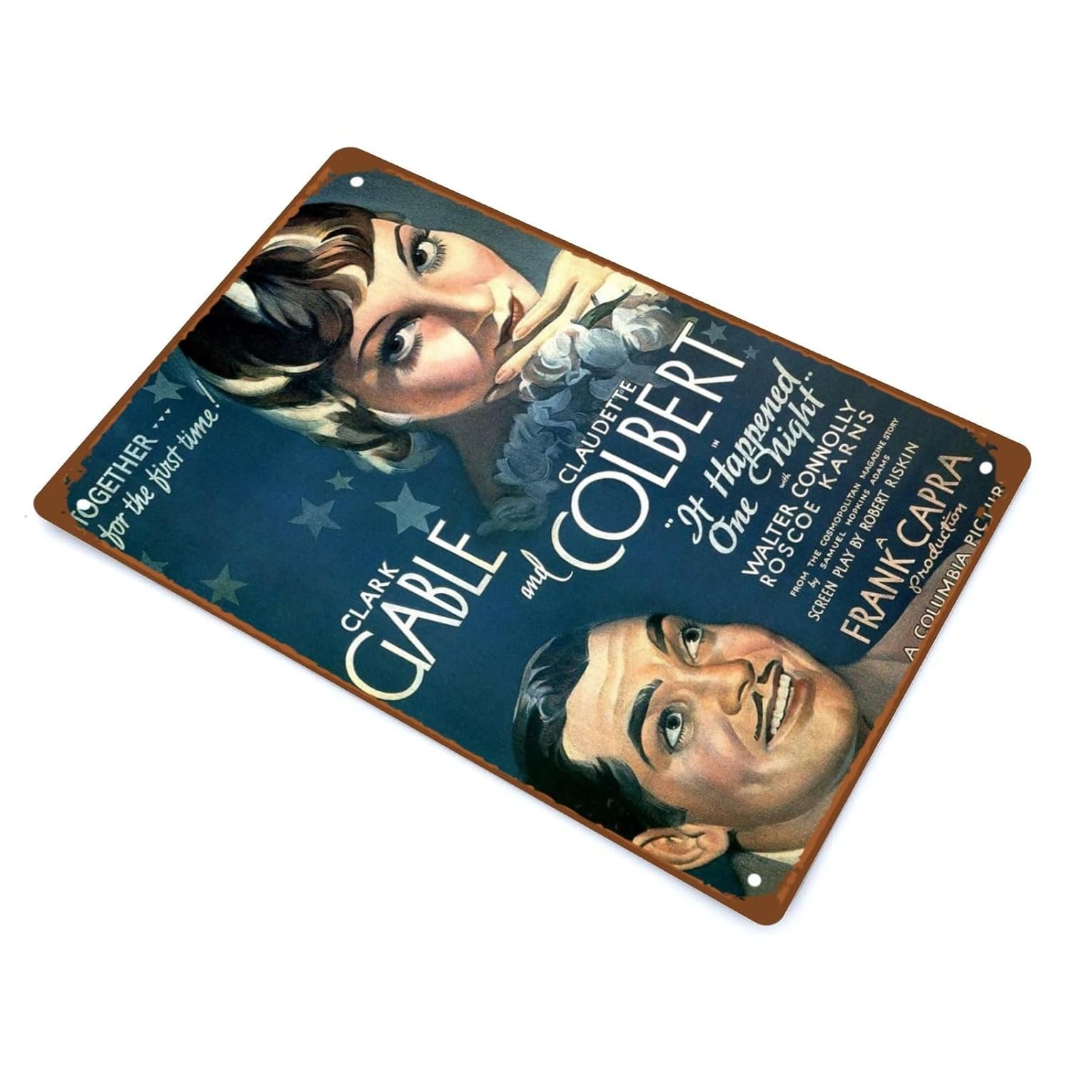 It Happened One Night (1934) Movies Metal Wall Tin Sign Romantic Comedy Movie Retro Gift Man Cave Decor Vintage Tropical Retro Movie Posters Decorations 8"x12"