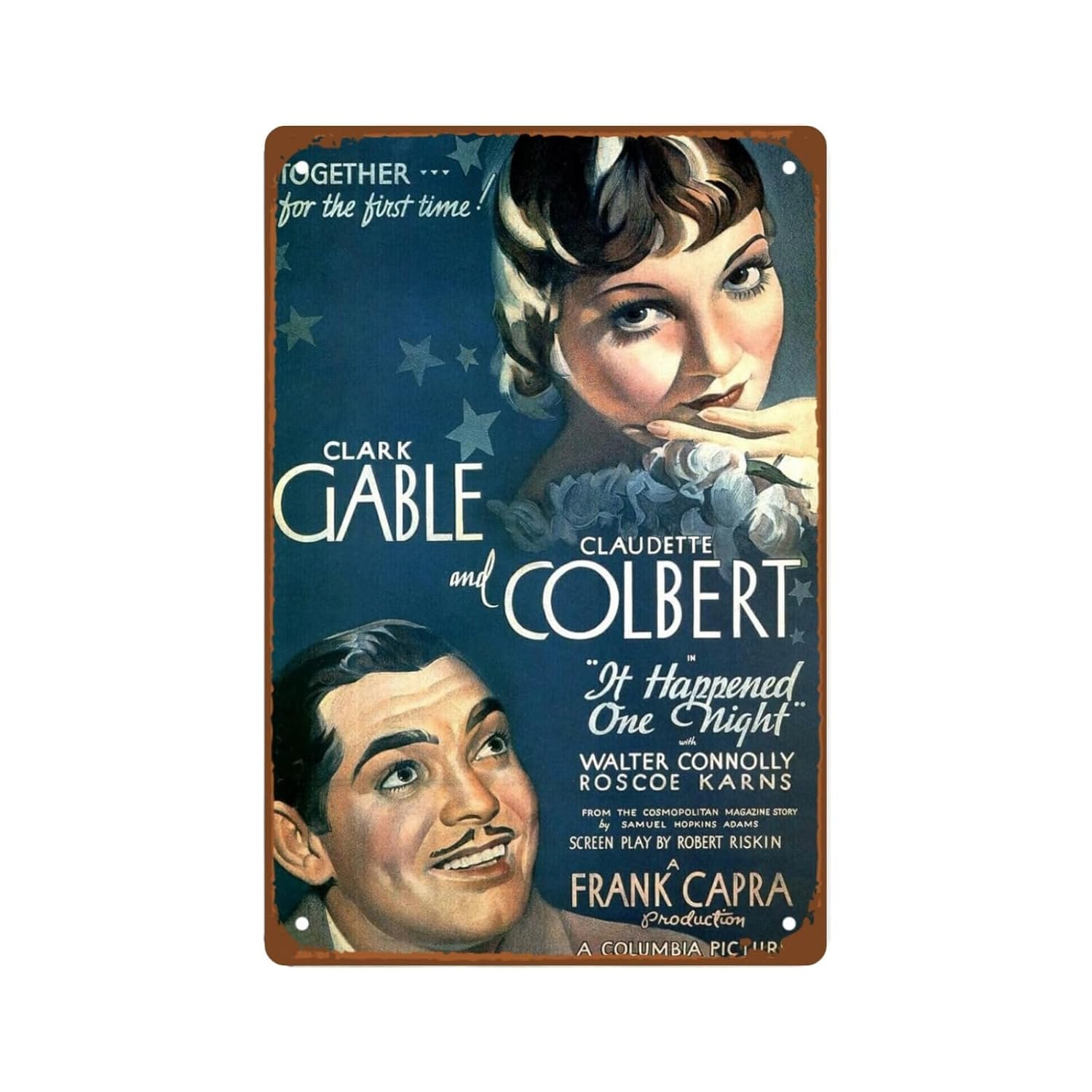 It Happened One Night (1934) Movies Metal Wall Tin Sign Romantic Comedy Movie Retro Gift Man Cave Decor Vintage Tropical Retro Movie Posters Decorations 8"x12"