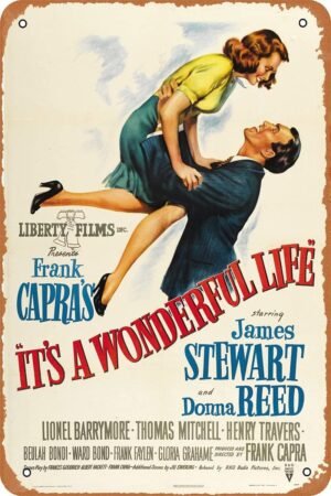 It's a Wonderful Life Classic Movie Poster Movie Tin Sign Vintage Retro Style Metal Sign for Wall Decorative 8x12 inches