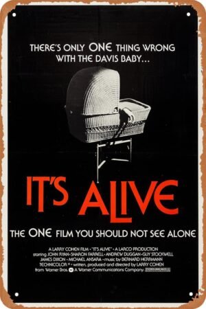 It's Alive Horror Movie Poster Tin Sign Vintage Metal Sign Retro Wall Decor 12x8 Inches