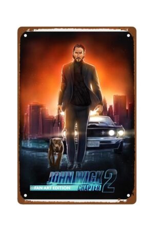 John Wick Movie Man Cave Decor Action Crime Thriller Metal Wall Tin Sign Retro Gift Vintage Decorations 8"x12"