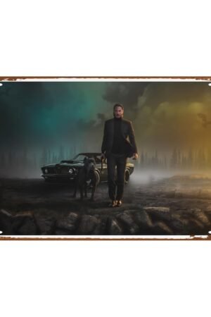John Wick Movie Metal Wall Tin Sign Action Crime Thriller Retro Gift Man Cave Decor Vintage Decorations 8"x12"
