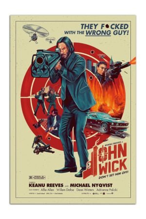 John Wick Movie Poster Print Wall Art Canvas Painting Room Aesthetic Bedroom Decoration Pictures (Unframed, (8x12inch(20x30cm)