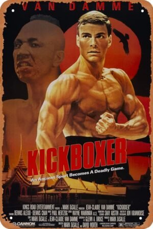 Kickboxer 1989 Movie Poster Movie Metal Tin Sign Retro Vintage Wall Art Decor Gifts for Man Women 8x12 inches